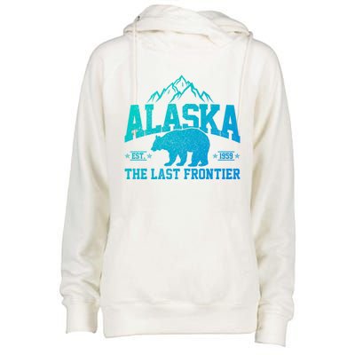 Alaska The Last Frontier Est 1959 Grizzly Bear Mountains Cool Gift Womens Funnel Neck Pullover Hood