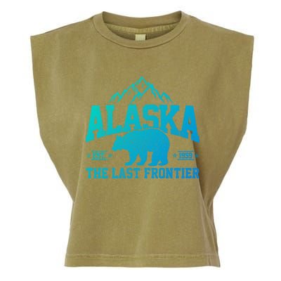 Alaska The Last Frontier Est 1959 Grizzly Bear Mountains Cool Gift Garment-Dyed Women's Muscle Tee