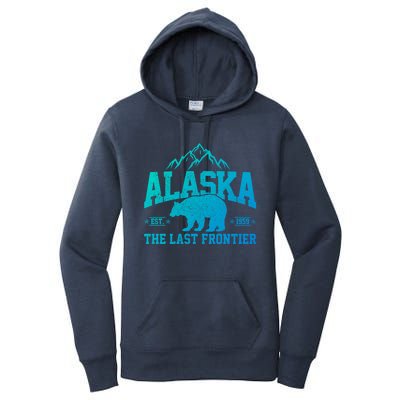 Alaska The Last Frontier Est 1959 Grizzly Bear Mountains Cool Gift Women's Pullover Hoodie