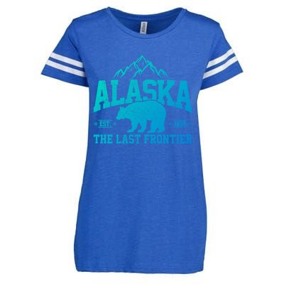 Alaska The Last Frontier Est 1959 Grizzly Bear Mountains Cool Gift Enza Ladies Jersey Football T-Shirt