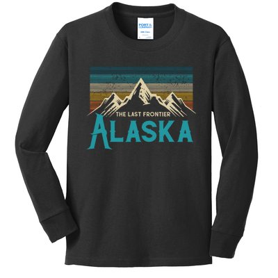 Alaska The Last Frontier Vintage Mountains Nature Gift Kids Long Sleeve Shirt