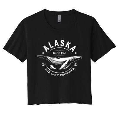 Alaska The Last Frontier Whale Home Cruise Vintage Women's Crop Top Tee