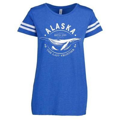 Alaska The Last Frontier Whale Home Cruise Vintage Enza Ladies Jersey Football T-Shirt