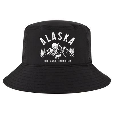 Alaska The Last Frontier Vintage Mountains Moose Hiking Gift Cool Comfort Performance Bucket Hat