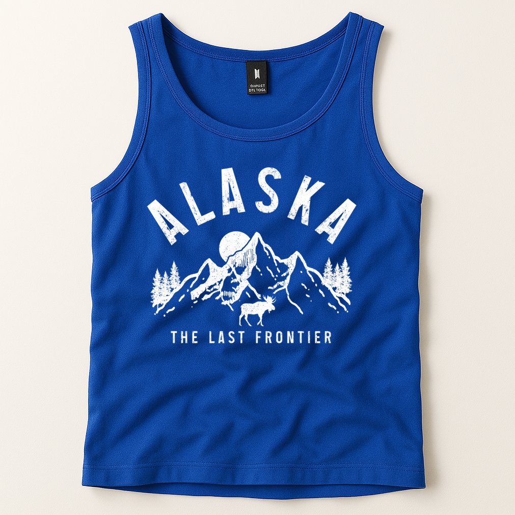 Alaska The Last Frontier Vintage Mountains Moose Hiking Gift Tank Top