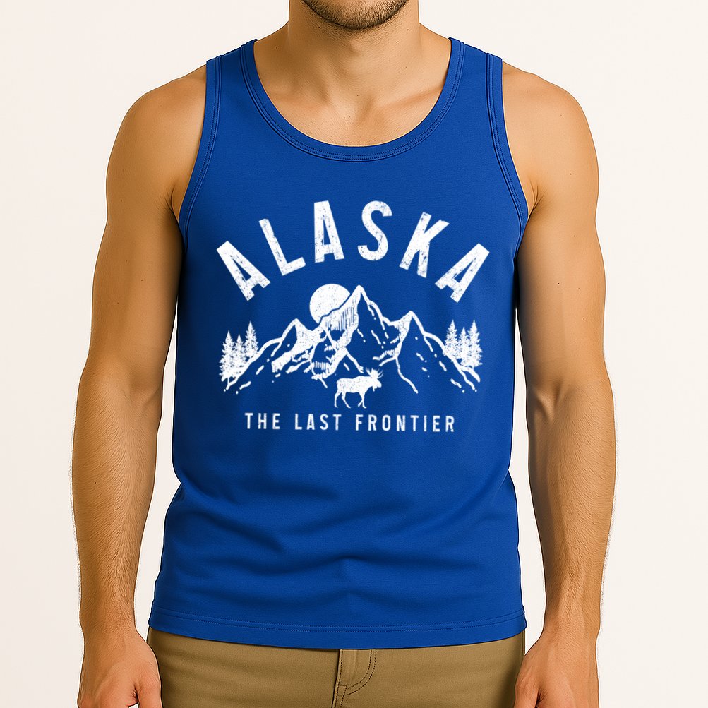 Alaska The Last Frontier Vintage Mountains Moose Hiking Gift Tank Top