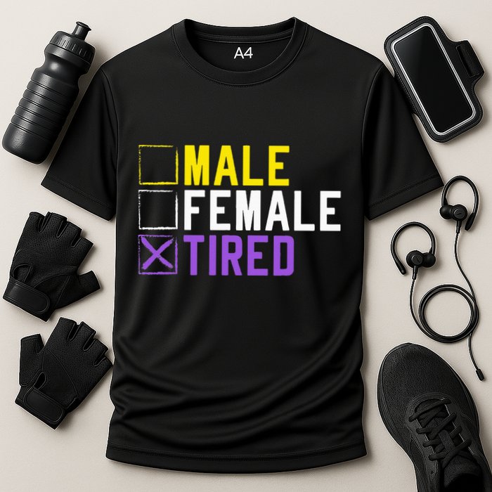 Asexual Transexual Lgbt Pride Gift Tired Non Binary Performance Shirt