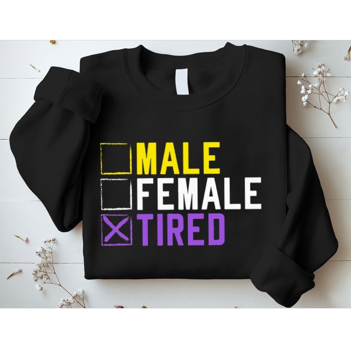 Asexual Transexual Lgbt Pride Gift Tired Non Binary Sweatshirt