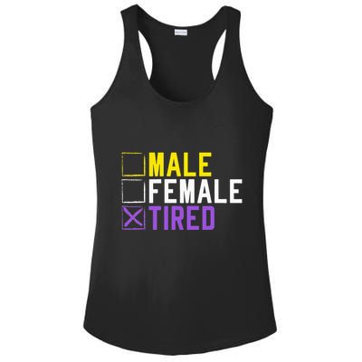 Asexual Transexual Lgbt Pride Gift Tired Non Binary Ladies PosiCharge Competitor Racerback Tank