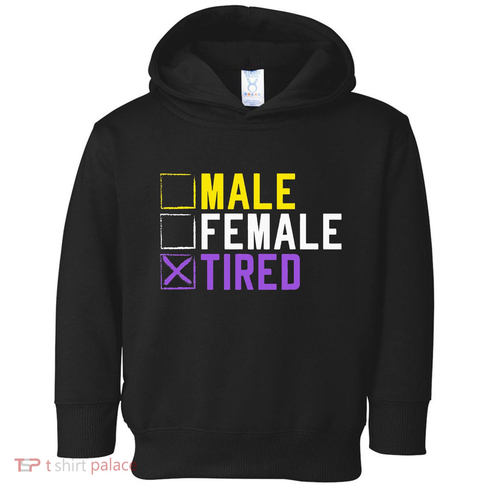 Asexual Transexual Lgbt Pride Gift Tired Non Binary Toddler Hoodie