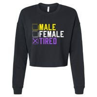Asexual Transexual Lgbt Pride Gift Tired Non Binary Cropped Pullover Crew