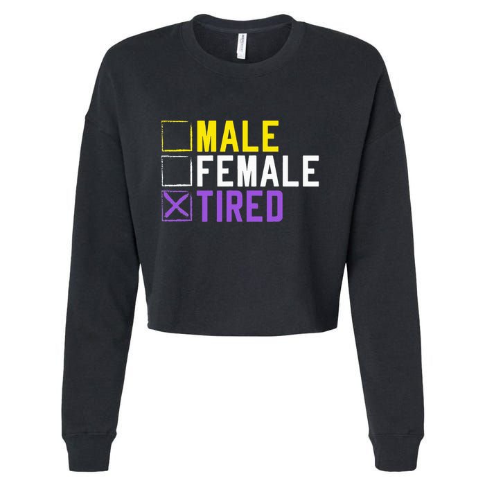 Asexual Transexual Lgbt Pride Gift Tired Non Binary Cropped Pullover Crew