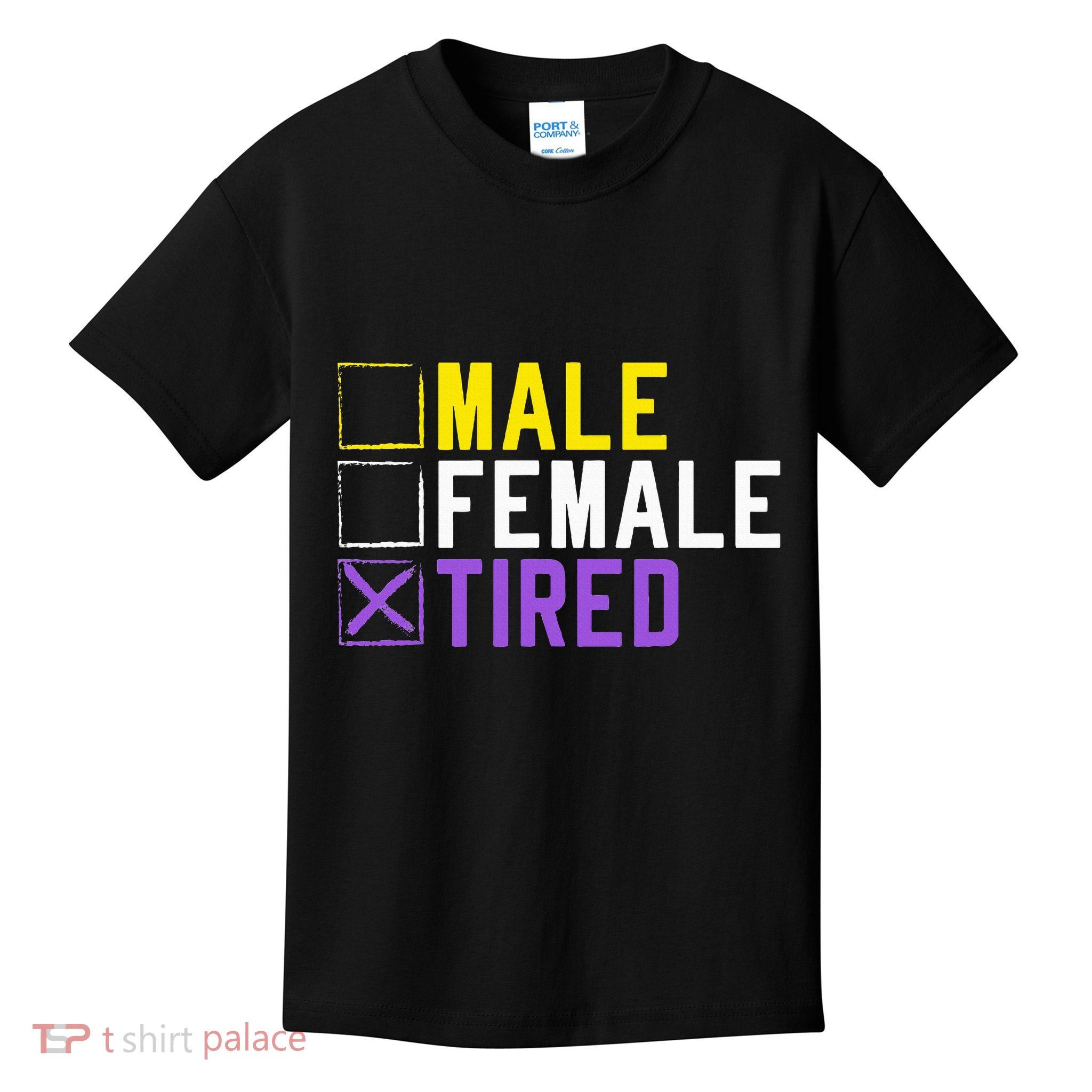 Asexual Transexual Lgbt Pride Gift Tired Non Binary Kids T-Shirt