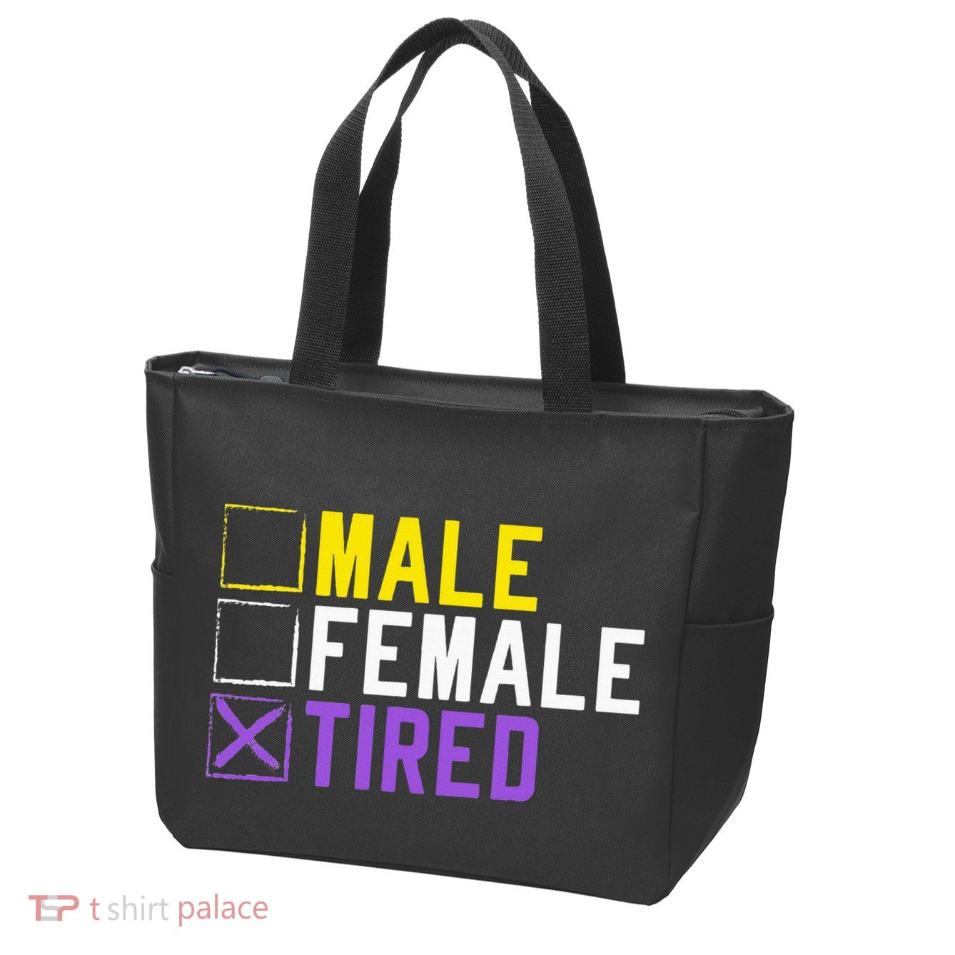 Asexual Transexual Lgbt Pride Gift Tired Non Binary Zip Tote Bag