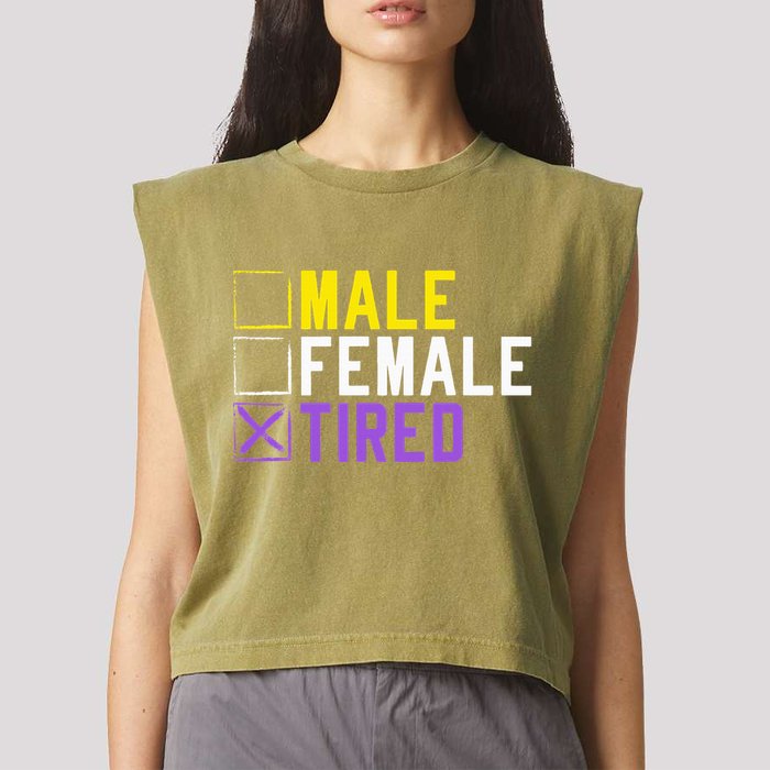 Asexual Transexual Lgbt Pride Gift Tired Non Binary Garment-Dyed Women's Muscle Tee