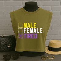 Asexual Transexual Lgbt Pride Gift Tired Non Binary Garment-Dyed Women's Muscle Tee