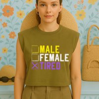 Asexual Transexual Lgbt Pride Gift Tired Non Binary Garment-Dyed Women's Muscle Tee