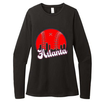 Atlanta Baseball ATL Skyline Womens CVC Long Sleeve Shirt