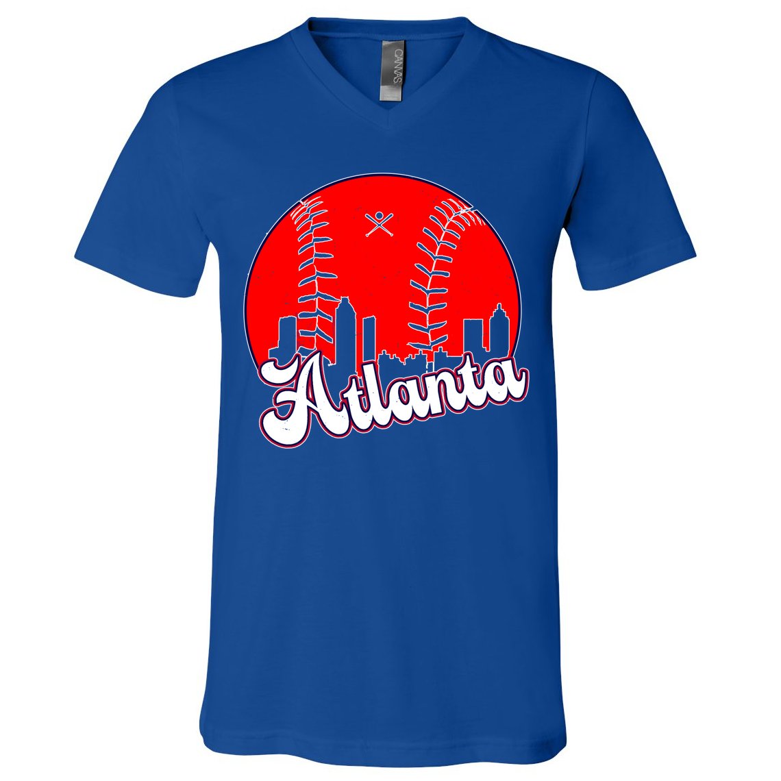 Atlanta Baseball ATL Skyline V-Neck T-Shirt