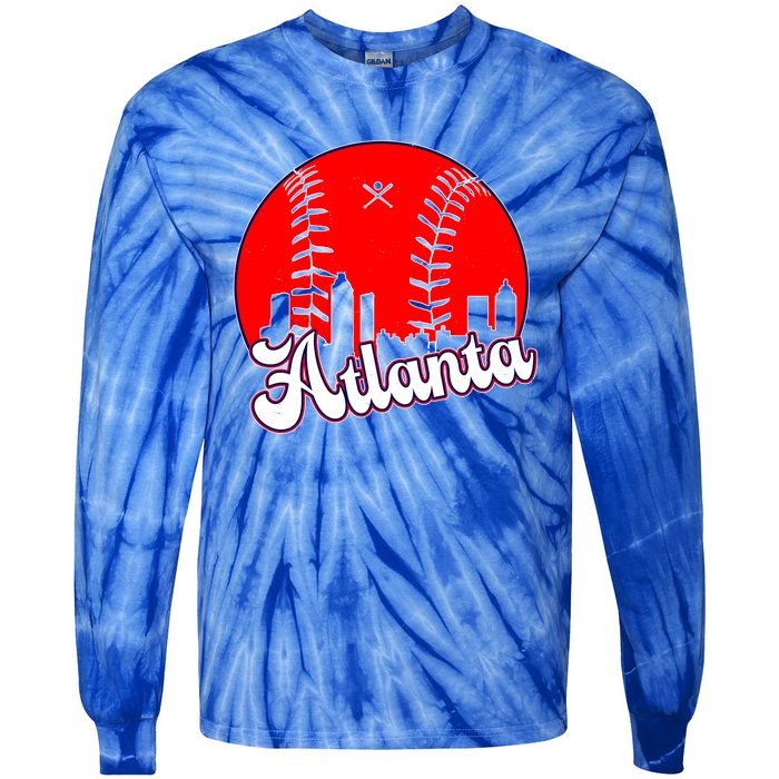 Atlanta Baseball ATL Skyline Tie-Dye Long Sleeve Shirt