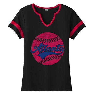 Atlanta Vintage Baseball Fan Ladies Halftime Notch Neck Tee