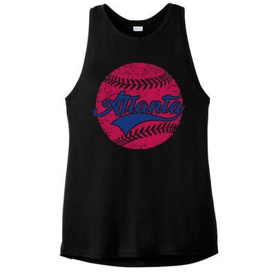 Atlanta Vintage Baseball Fan Ladies PosiCharge Tri-Blend Wicking Tank