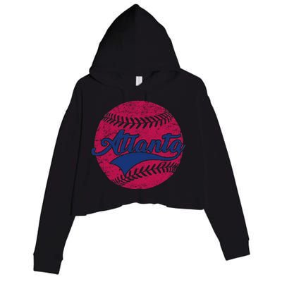 Atlanta Vintage Baseball Fan Crop Fleece Hoodie