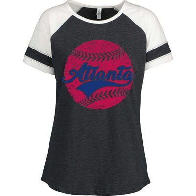 Atlanta Vintage Baseball Fan Enza Ladies Jersey Colorblock Tee