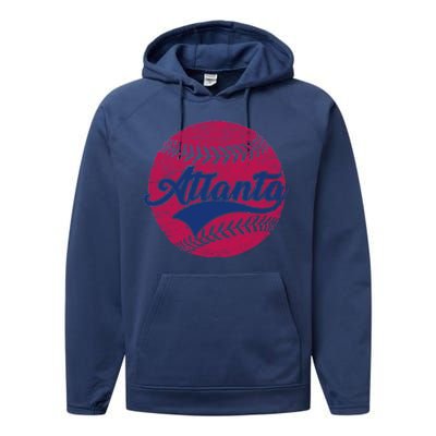 Atlanta Vintage Baseball Fan Performance Fleece Hoodie