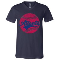 Atlanta Vintage Baseball Fan V-Neck T-Shirt