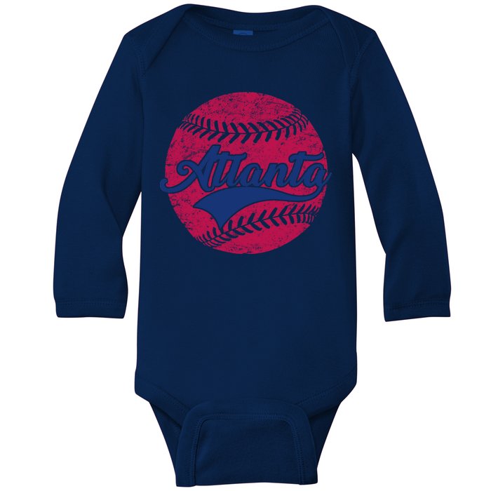 Atlanta Vintage Baseball Fan Baby Long Sleeve Bodysuit