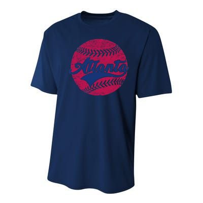 Atlanta Vintage Baseball Fan Youth Performance Sprint T-Shirt