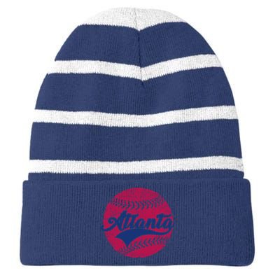 Atlanta Vintage Baseball Fan Striped Beanie with Solid Band