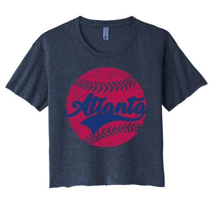 Atlanta Vintage Baseball Fan Women's Crop Top Tee