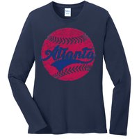 Atlanta Vintage Baseball Fan Ladies Long Sleeve Shirt