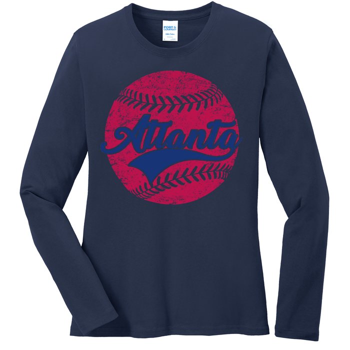 Atlanta Vintage Baseball Fan Ladies Long Sleeve Shirt