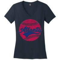 Atlanta Vintage Baseball Fan Women's V-Neck T-Shirt