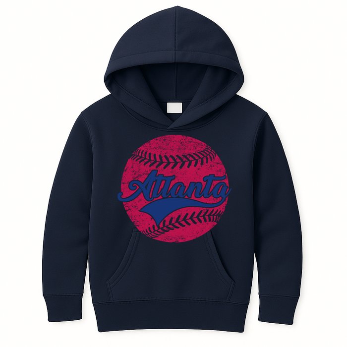 Atlanta Vintage Baseball Fan Kids Hoodie