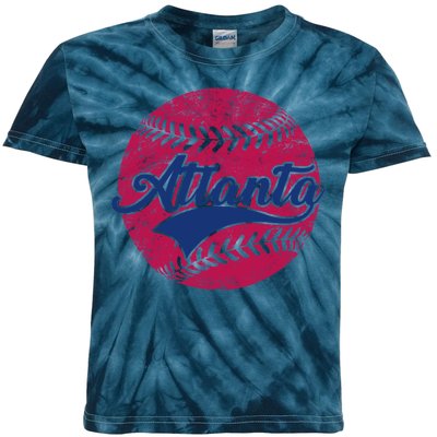 Atlanta Vintage Baseball Fan Kids Tie-Dye T-Shirt