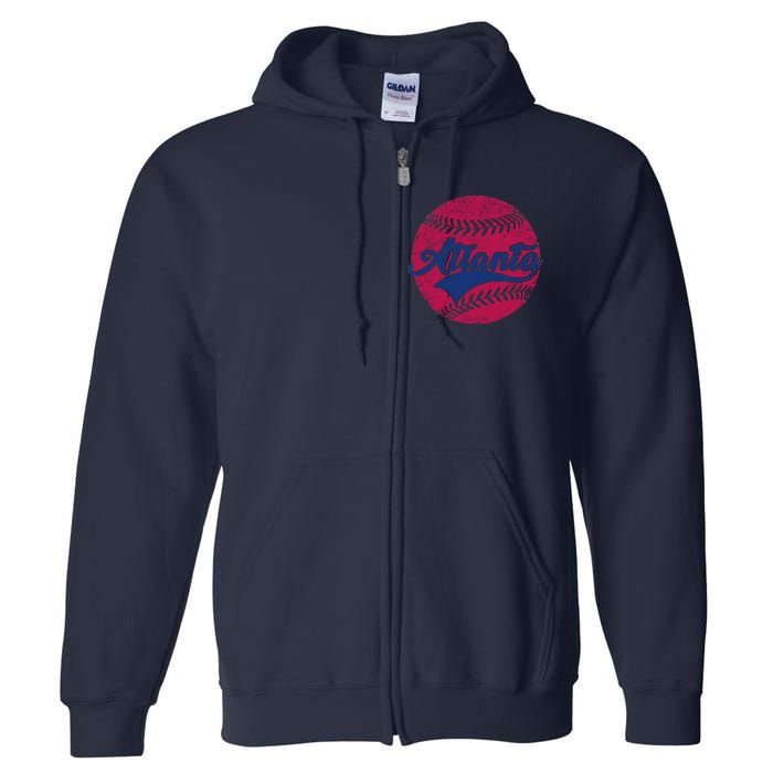 Atlanta Vintage Baseball Fan Full Zip Hoodie