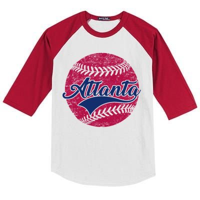 Atlanta Vintage Baseball Fan Kids Colorblock Raglan Jersey