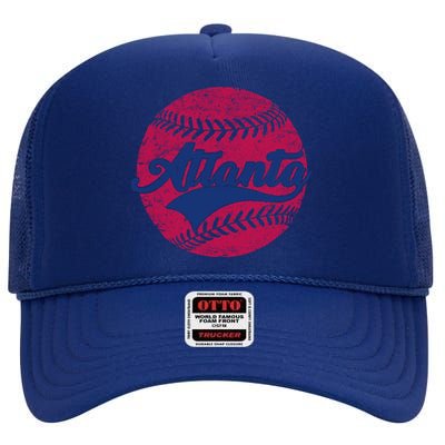 Atlanta Vintage Baseball Fan High Crown Mesh Back Trucker Hat