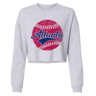 Atlanta Vintage Baseball Fan Cropped Pullover Crew