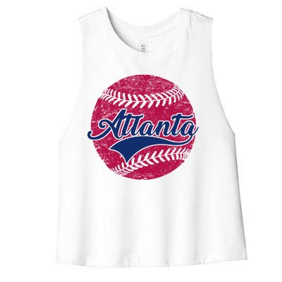 Atlanta Vintage Baseball Fan Women's Racerback Cropped Tank