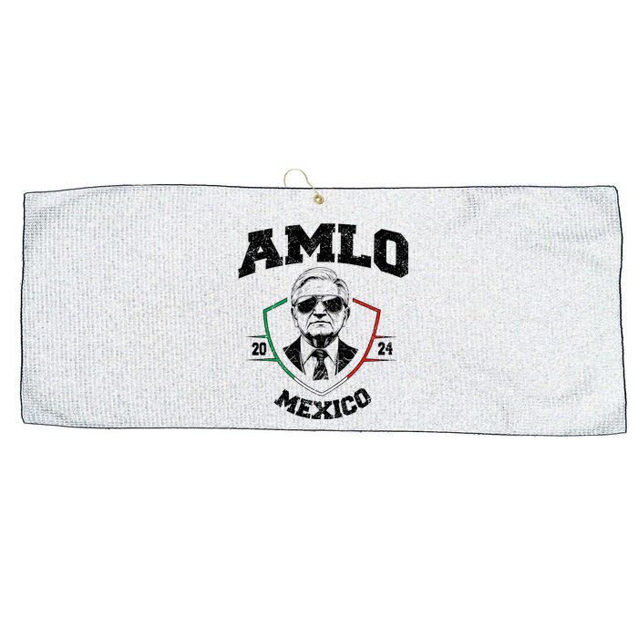 Amlo Tricolor Mexican Flag Mexican President 2024 Large Microfiber Waffle Golf Towel