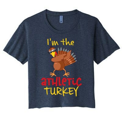 Athletic Turkey Matching Family Group Thanksgiving Party Women's Crop Top Tee