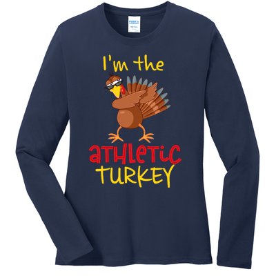 Athletic Turkey Matching Family Group Thanksgiving Party Ladies Long Sleeve Shirt