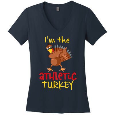 Athletic Turkey Matching Family Group Thanksgiving Party Women's V-Neck T-Shirt