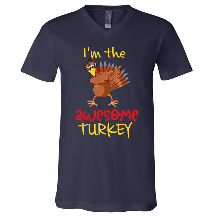 Awesome Turkey Matching Family Group Thanksgiving Party V-Neck T-Shirt