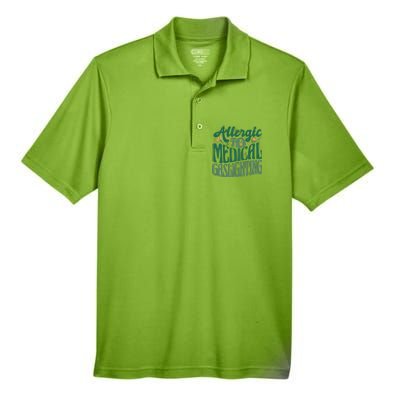 Allergic To Medical Gaslighting Funny Men's Origin Performance Piqué Polo